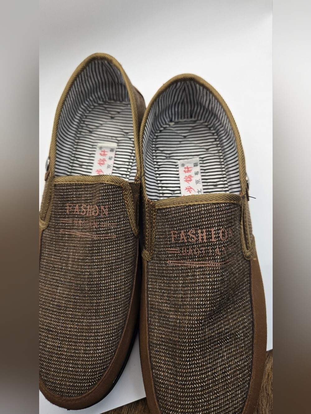 Fashion Haotion Canvas Shoes Tan And Carmel Color UK Size 43 (US 10/10.5)